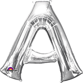 Silver Letter "A" Mylar Balloon 34 Inch with Balloon weight